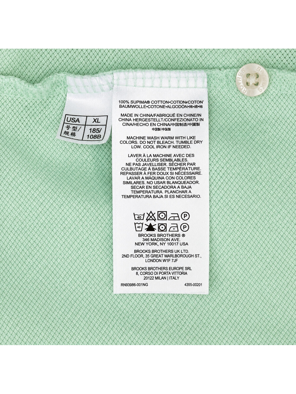 Brooks Brothers SS Polo Shirt Mens XL Mint Green Golf Preppy - Picture 6 of 8
